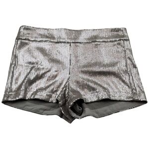 Forever 21 Sequin Mini Shorts Womens S Silver Festival Rave Club Party Glam